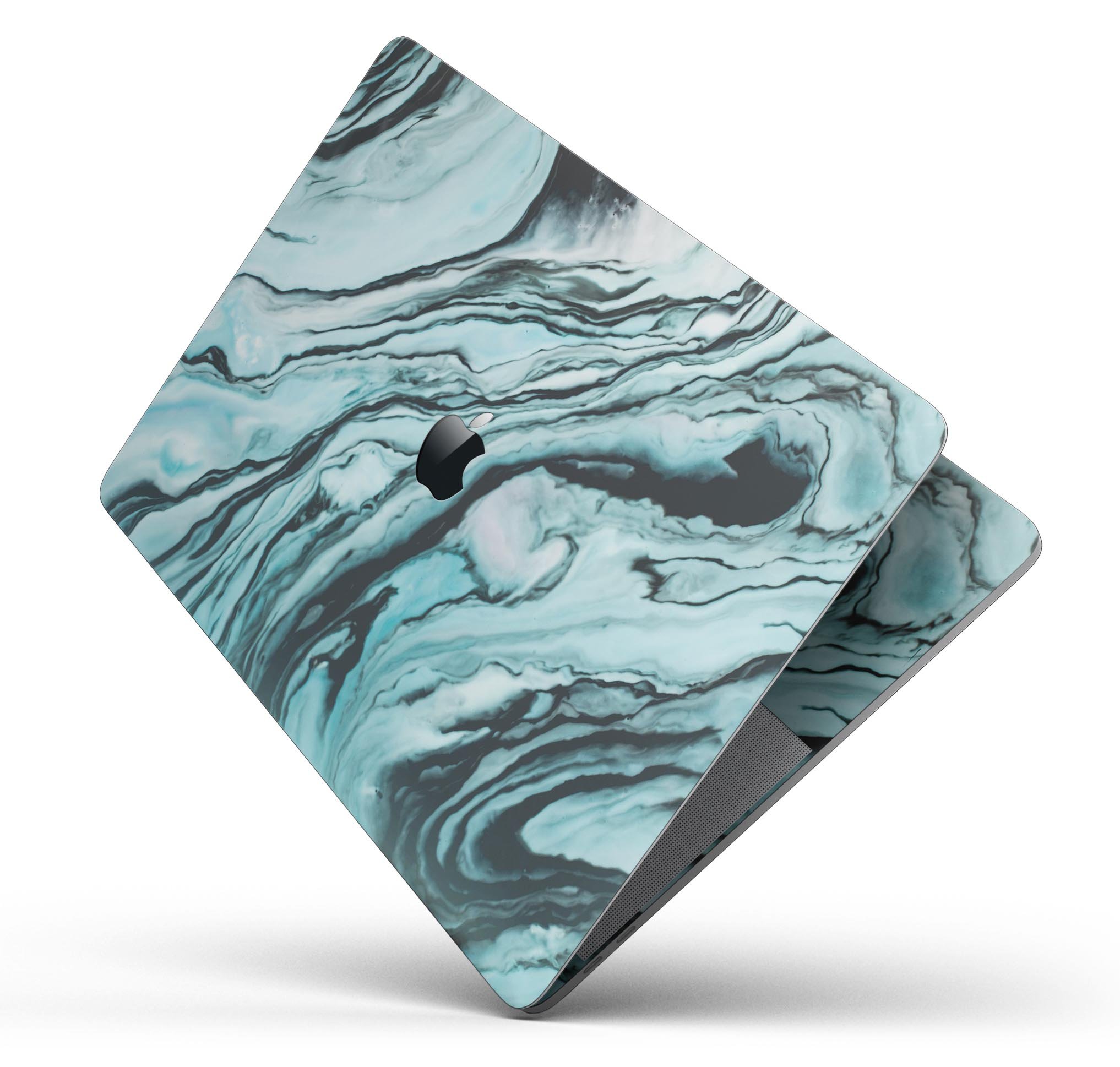 Modern Marble Aqua Mix V2 skin decal wrap kit for Apple MacBook, showcasing a stylish marble design with a soft-matte finish.