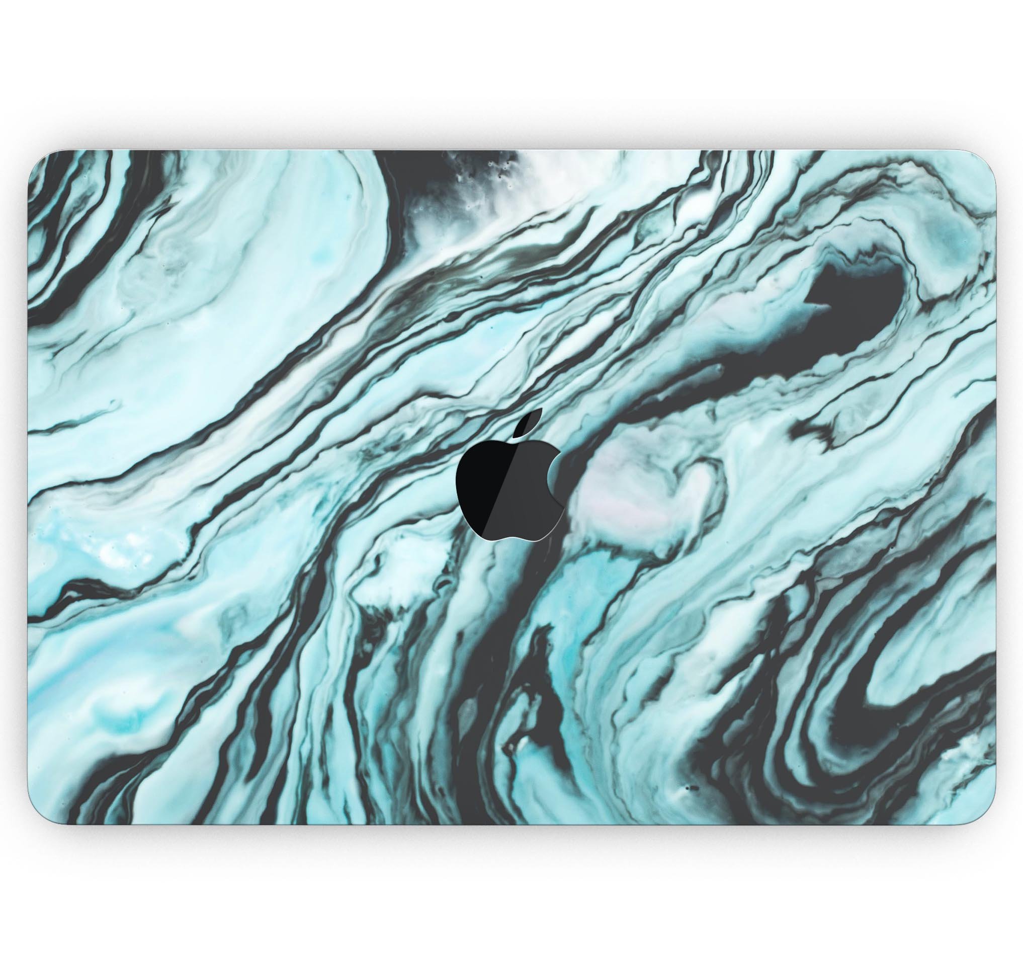 Modern Marble Aqua Mix V2 skin decal wrap kit for Apple MacBook, showcasing a stylish marble design with a soft-matte finish.