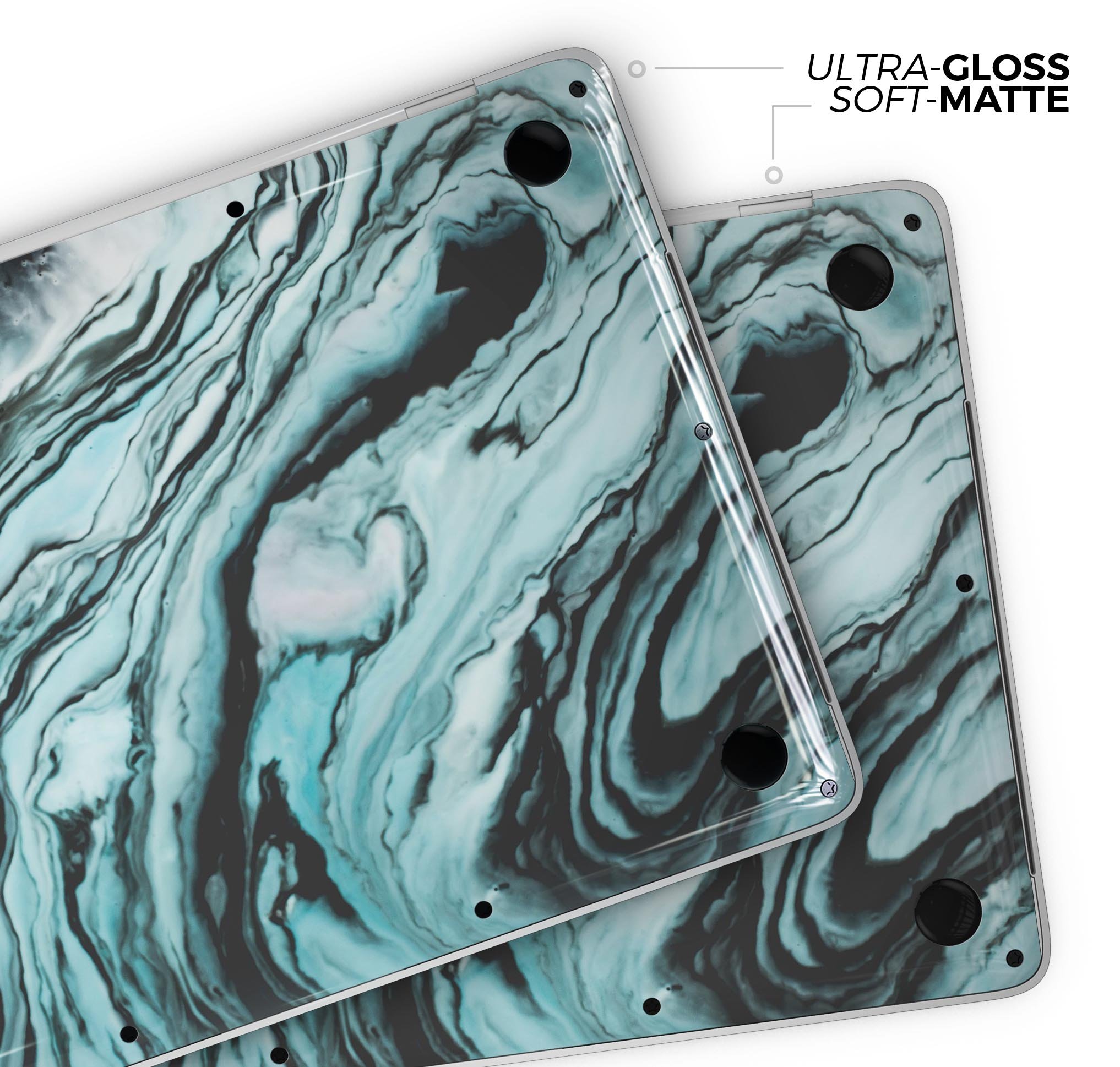 Modern Marble Aqua Mix V2 skin decal wrap kit for Apple MacBook, showcasing a stylish marble design with a soft-matte finish.