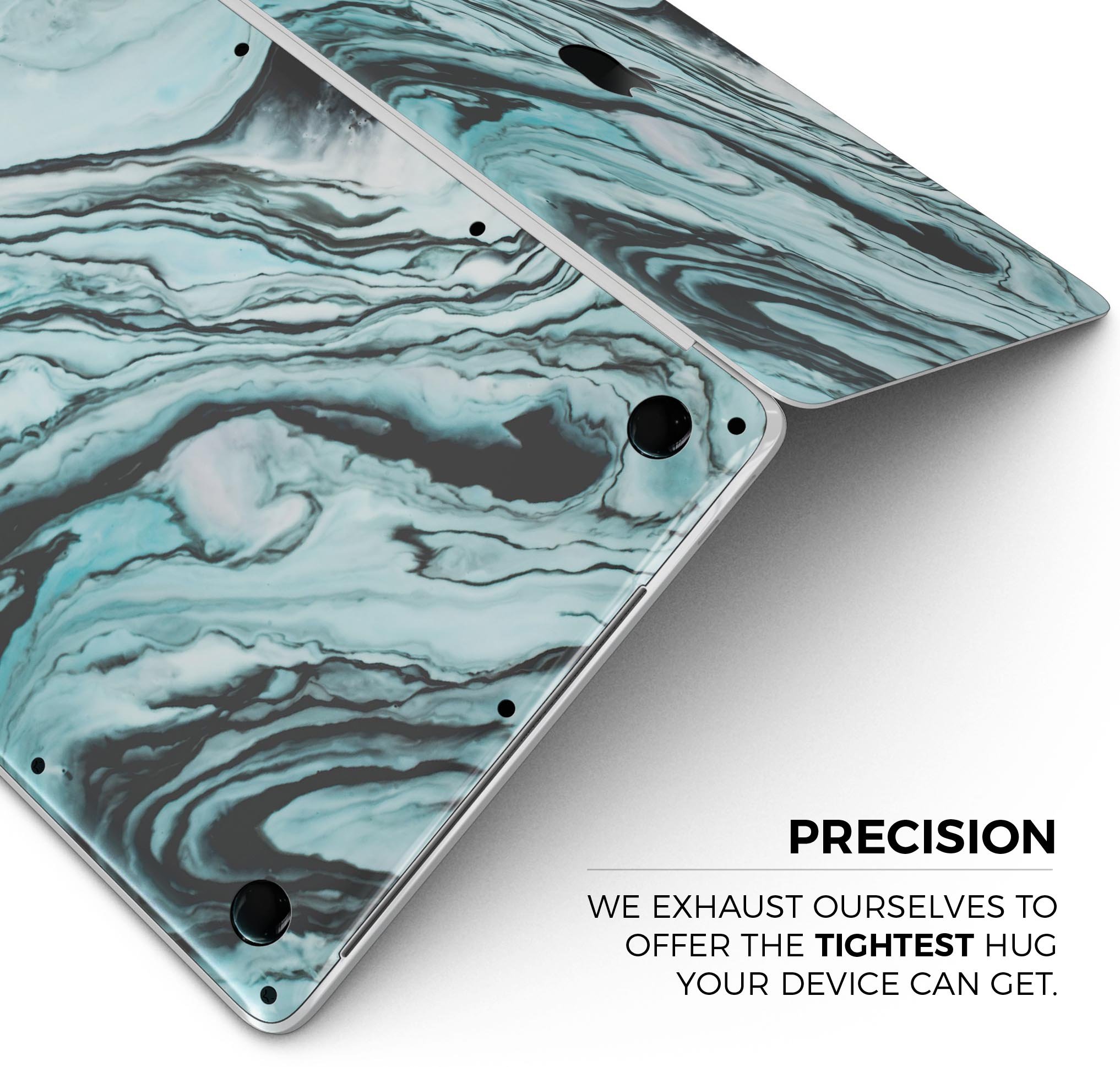 Modern Marble Aqua Mix V2 skin decal wrap kit for Apple MacBook, showcasing a stylish marble design with a soft-matte finish.