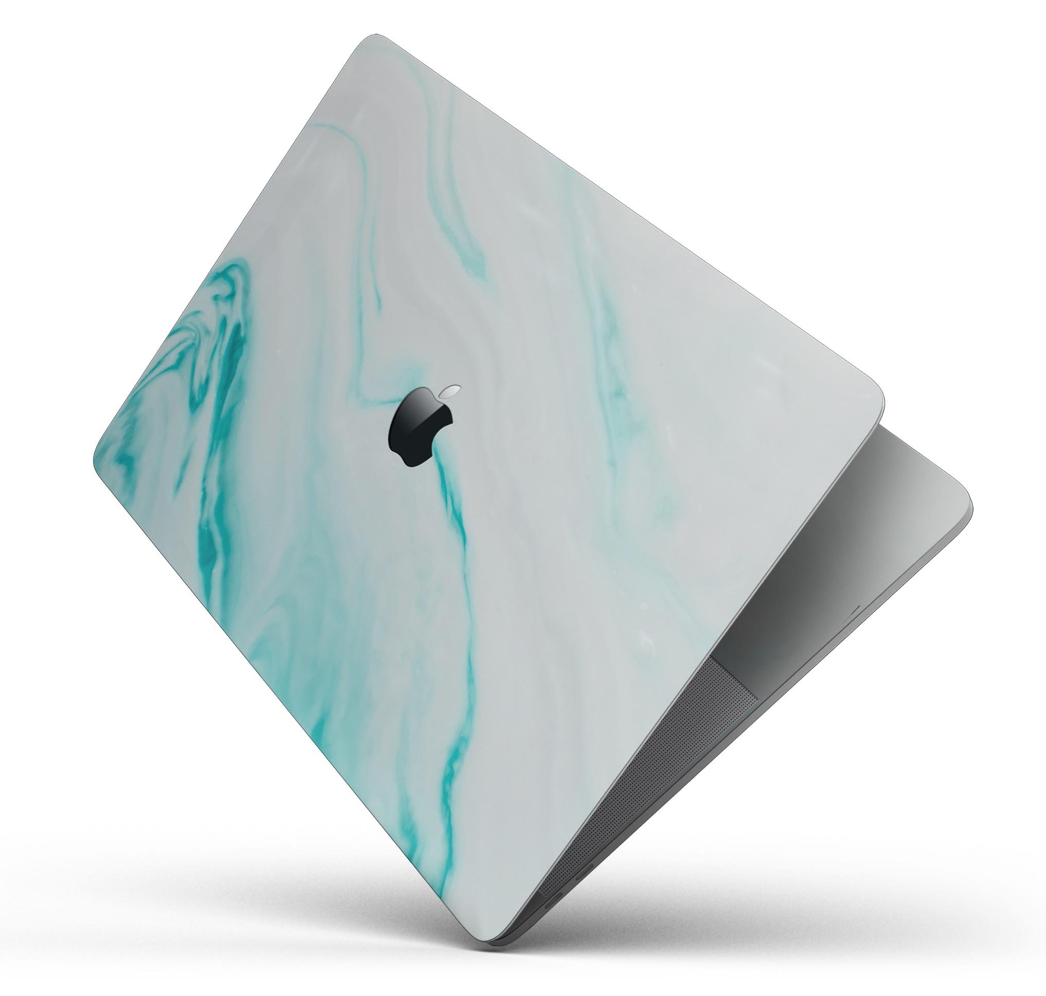 Modern Marble Aqua Mix V7 skin decal wrap kit for MacBook, showcasing a stylish marble design with a premium vinyl finish.