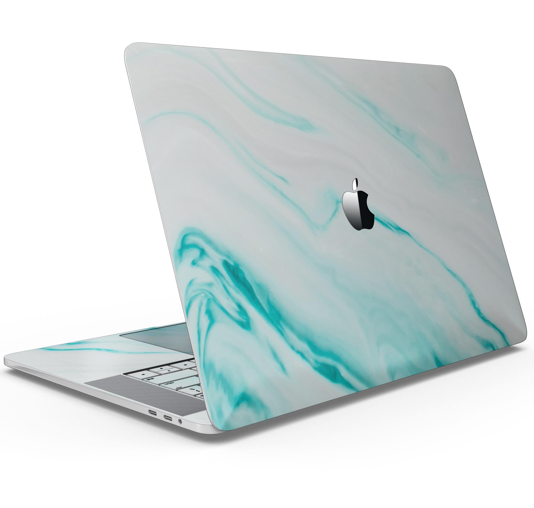 Modern Marble Aqua Mix V7 skin decal wrap kit for MacBook, showcasing a stylish marble design with a premium vinyl finish.