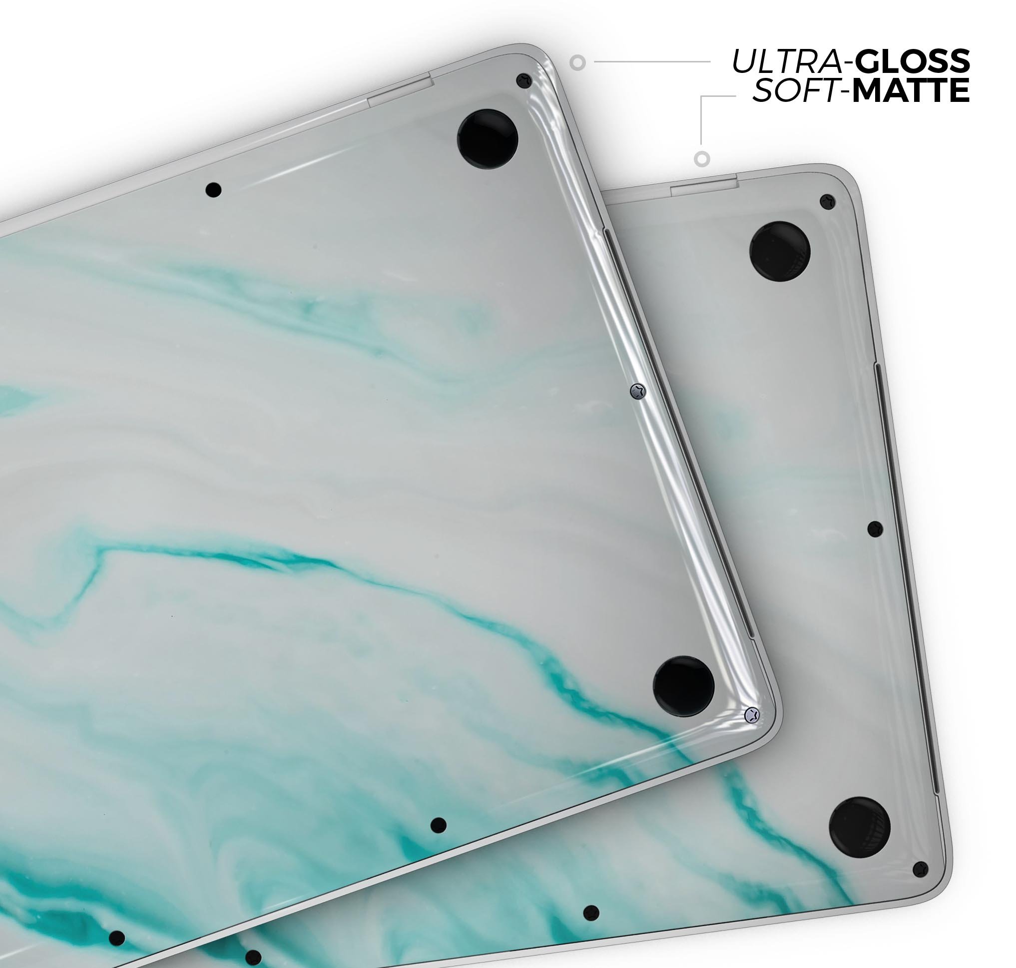 Modern Marble Aqua Mix V7 skin decal wrap kit for MacBook, showcasing a stylish marble design with a premium vinyl finish.