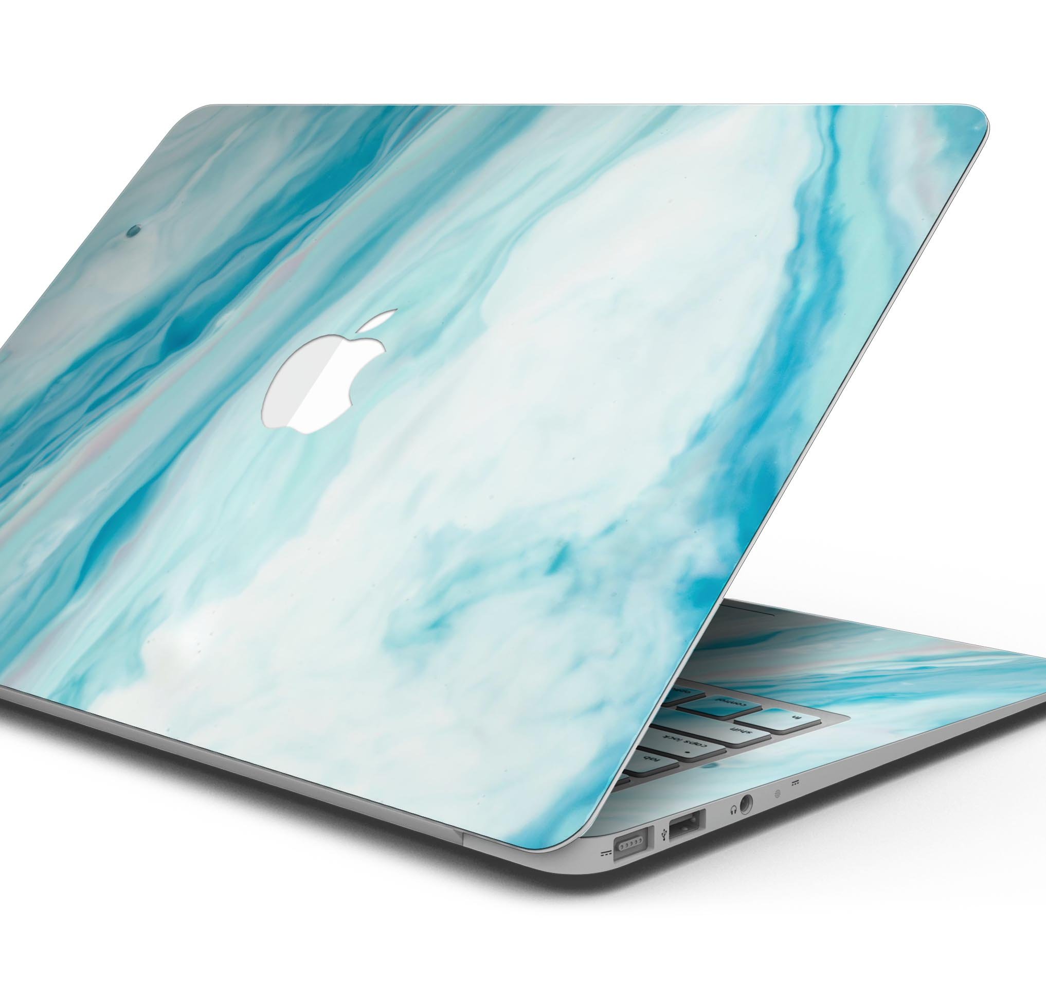 Modern Marble Aqua Mix V9 skin decal wrap kit for MacBook, showcasing a stylish marble design with a premium vinyl finish.