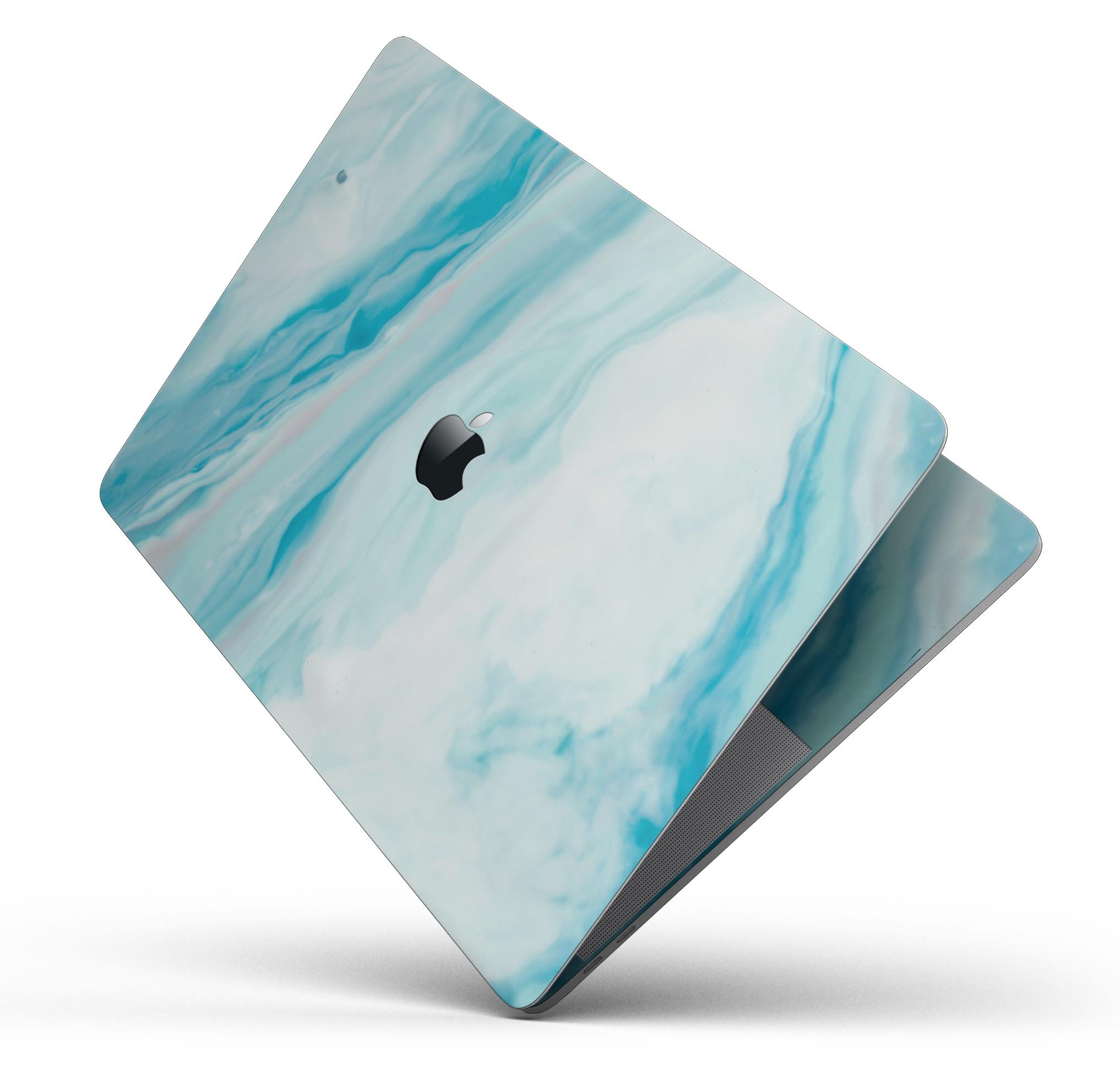 Modern Marble Aqua Mix V9 skin decal wrap kit for MacBook, showcasing a stylish marble design with a premium vinyl finish.