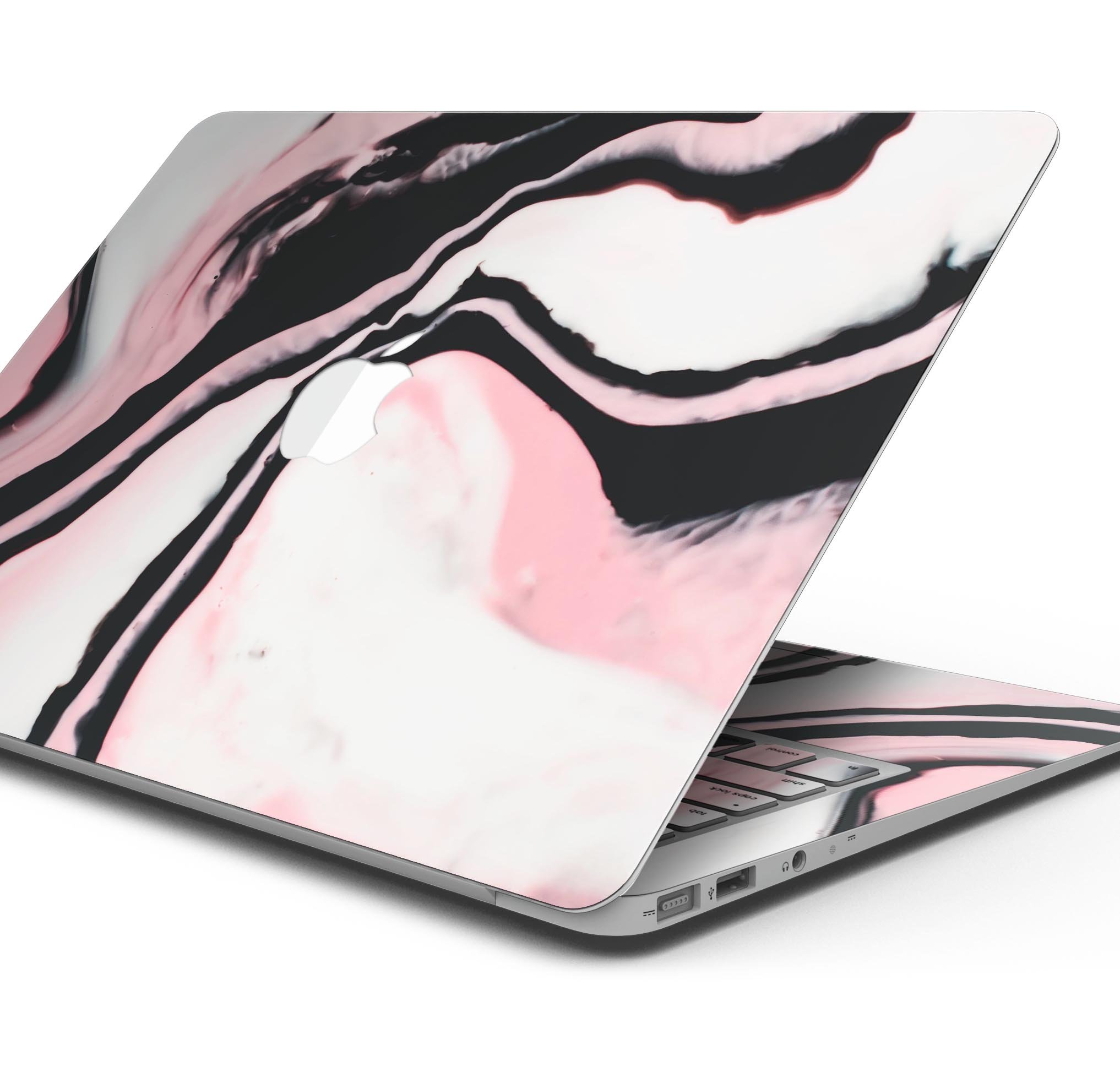 Modern Marble Coral Mix V6 skin decal wrap kit for MacBook, showcasing a stylish marble design with a soft-matte finish.