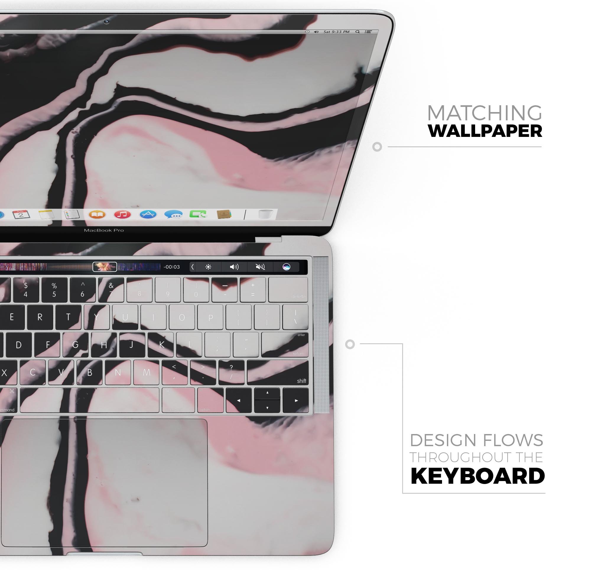 Modern Marble Coral Mix V6 skin decal wrap kit for MacBook, showcasing a stylish marble design with a soft-matte finish.