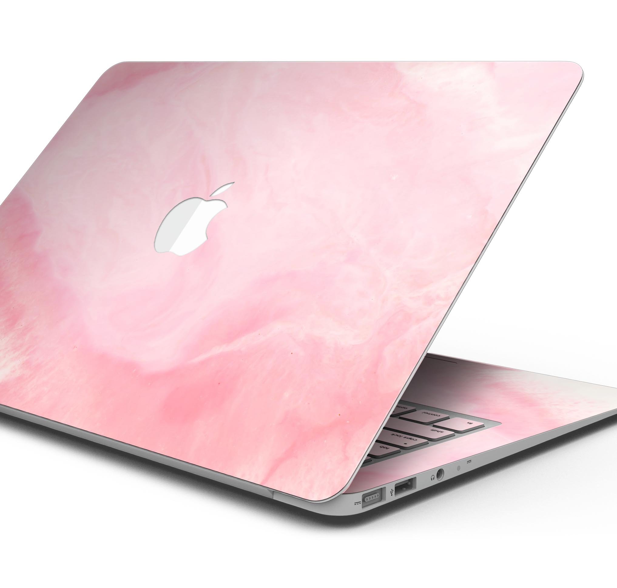 Modern Marble Coral Pink Mix V1 skin decal wrap kit for MacBook, showcasing a stylish coral pink marble design.