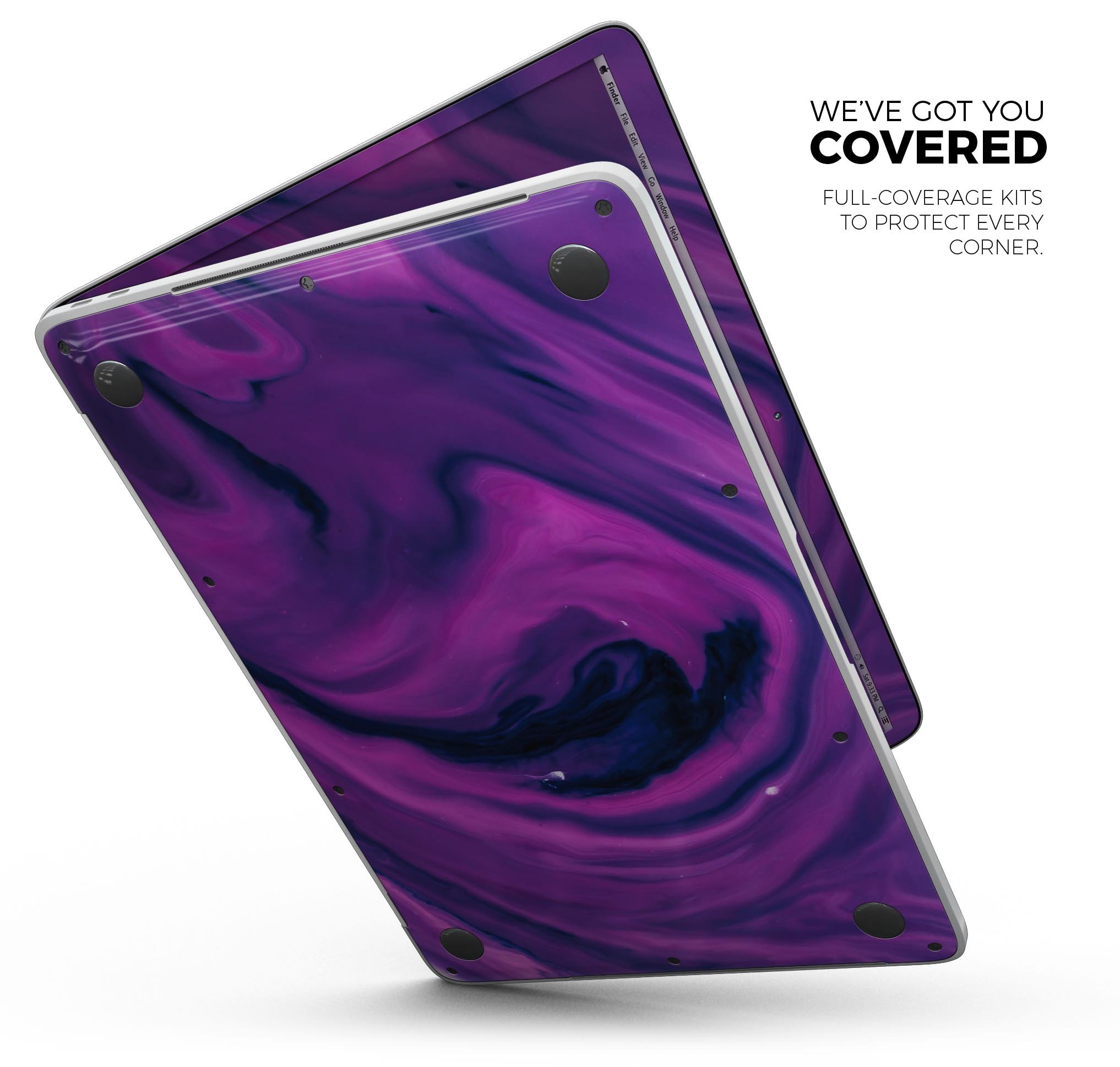 Modern Marble Purple Mix V1 skin decal wrap kit for MacBook, showcasing a stylish purple marble design with a smooth finish.