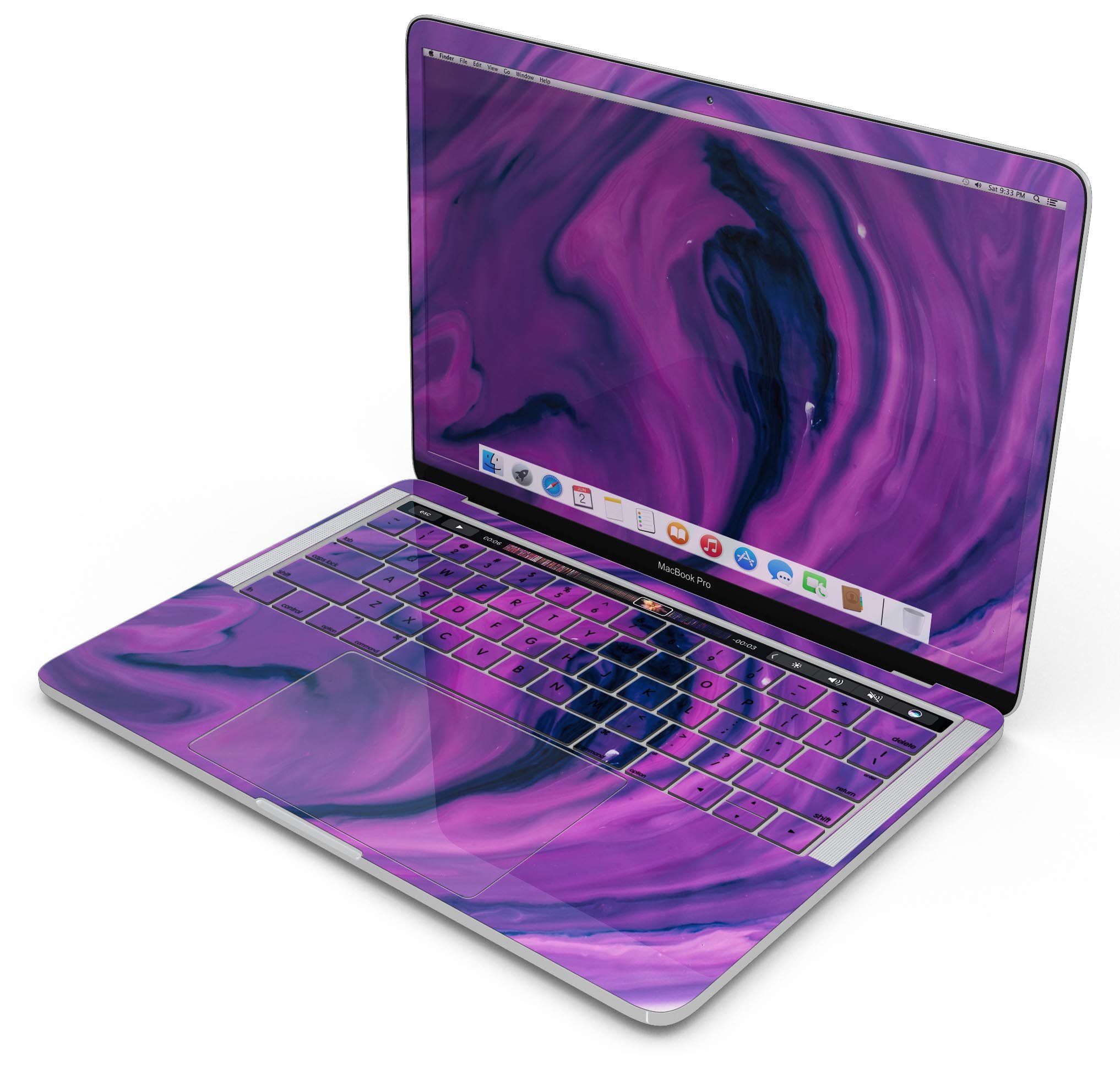 Modern Marble Purple Mix V1 skin decal wrap kit for MacBook, showcasing a stylish purple marble design with a smooth finish.