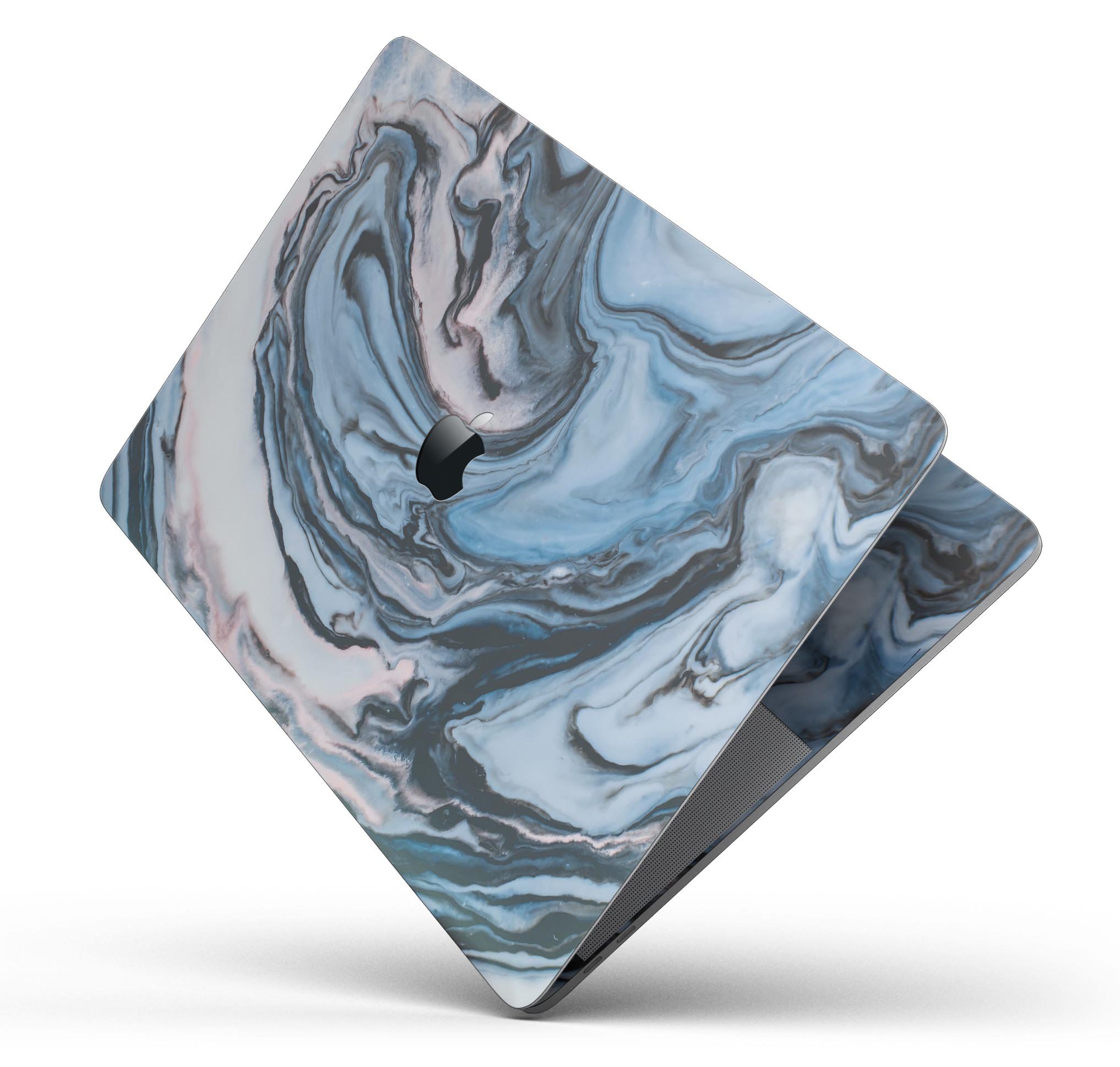 Modern Marble Subtle Blue Mix V1 skin decal wrap kit for MacBook, showcasing a stylish marble design with a soft-matte finish.