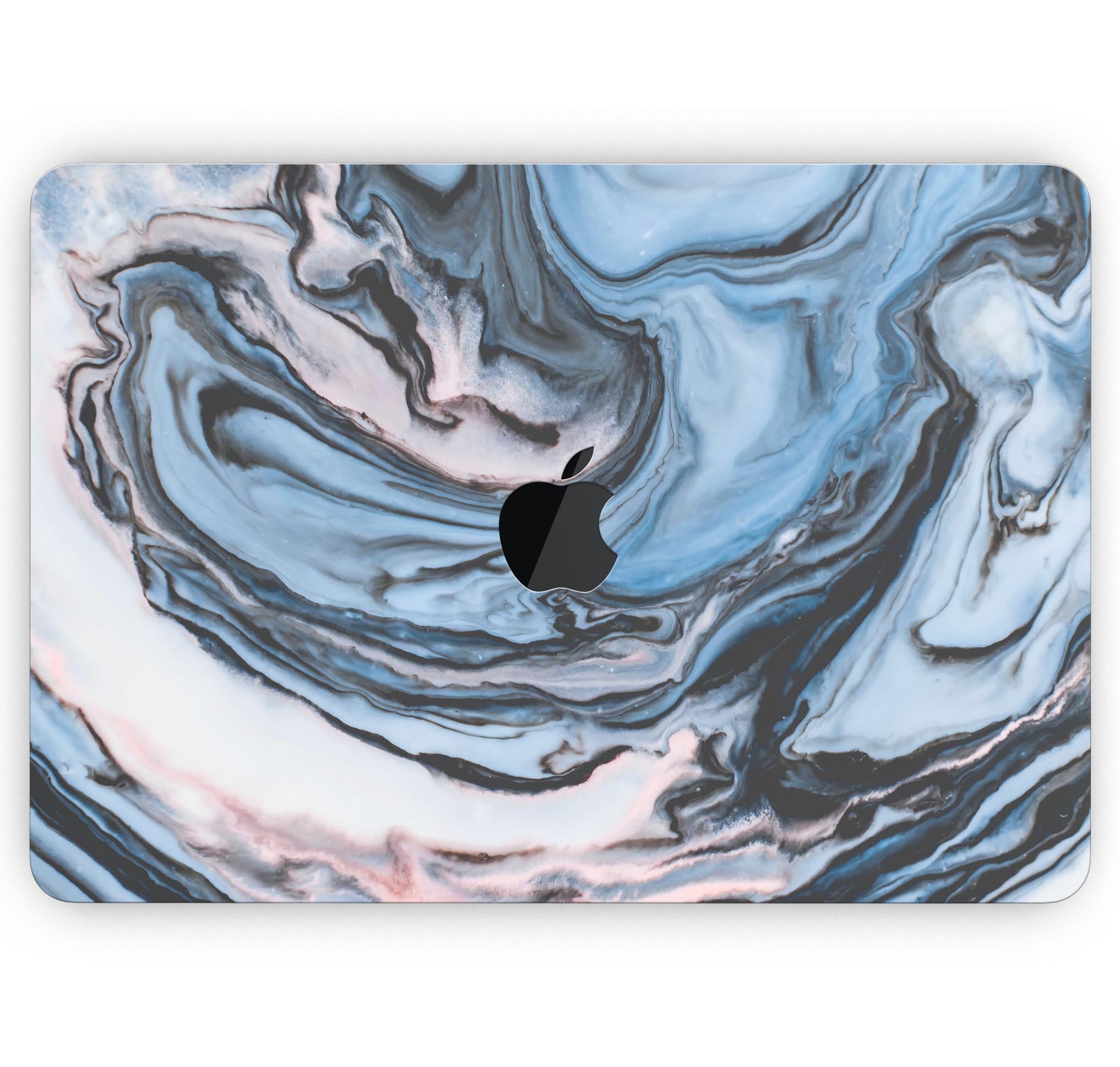 Modern Marble Subtle Blue Mix V1 skin decal wrap kit for MacBook, showcasing a stylish marble design with a soft-matte finish.