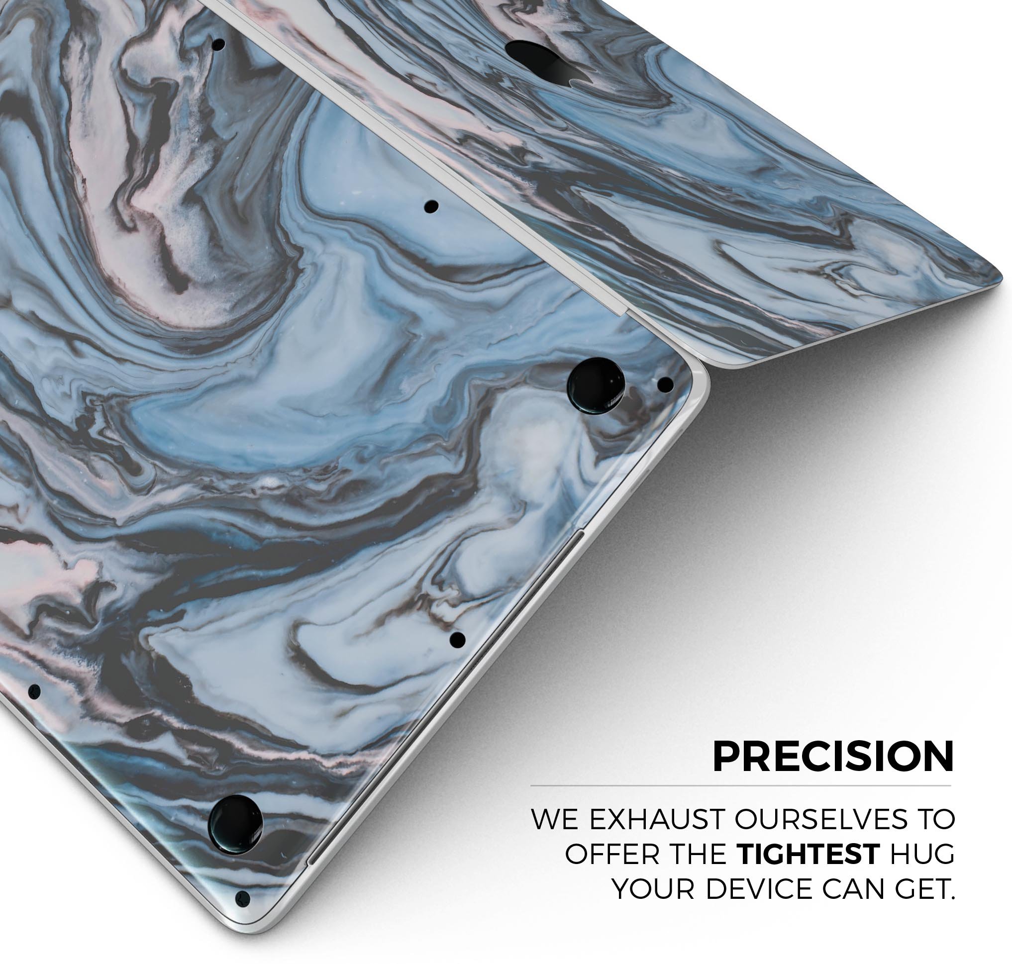 Modern Marble Subtle Blue Mix V1 skin decal wrap kit for MacBook, showcasing a stylish marble design with a soft-matte finish.