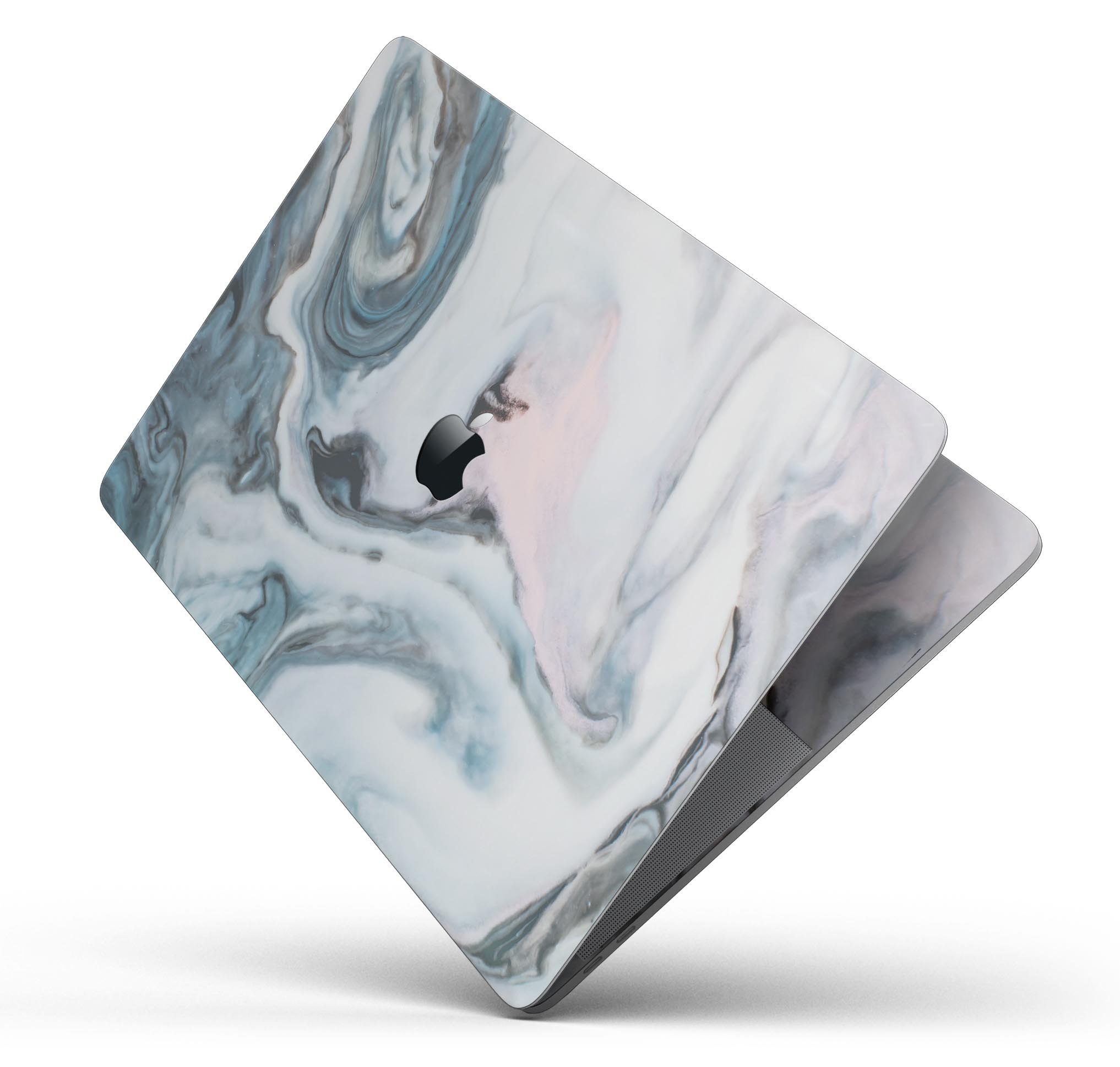 Modern Marble Subtle Blue Mix V2 skin decal wrap kit for Apple MacBook, showcasing a stylish marble design in subtle blue tones.