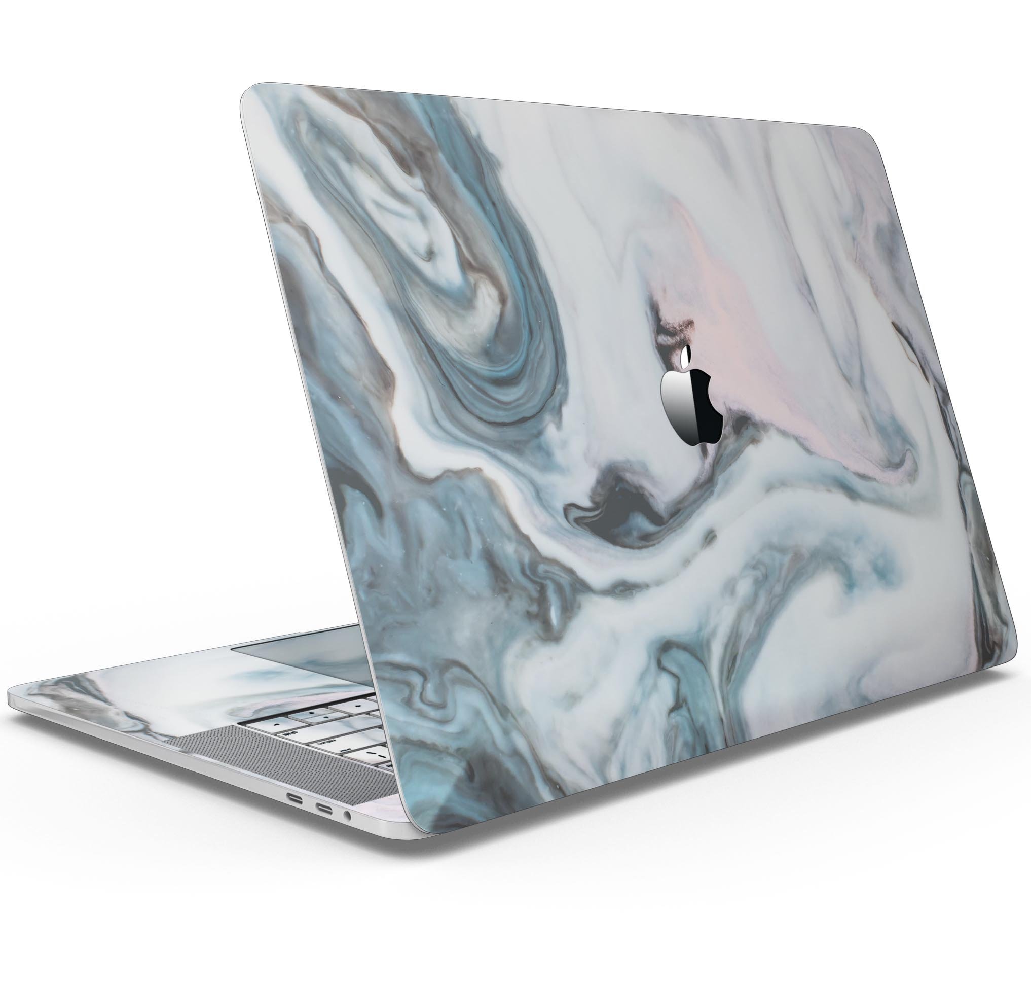 Modern Marble Subtle Blue Mix V2 skin decal wrap kit for Apple MacBook, showcasing a stylish marble design in subtle blue tones.