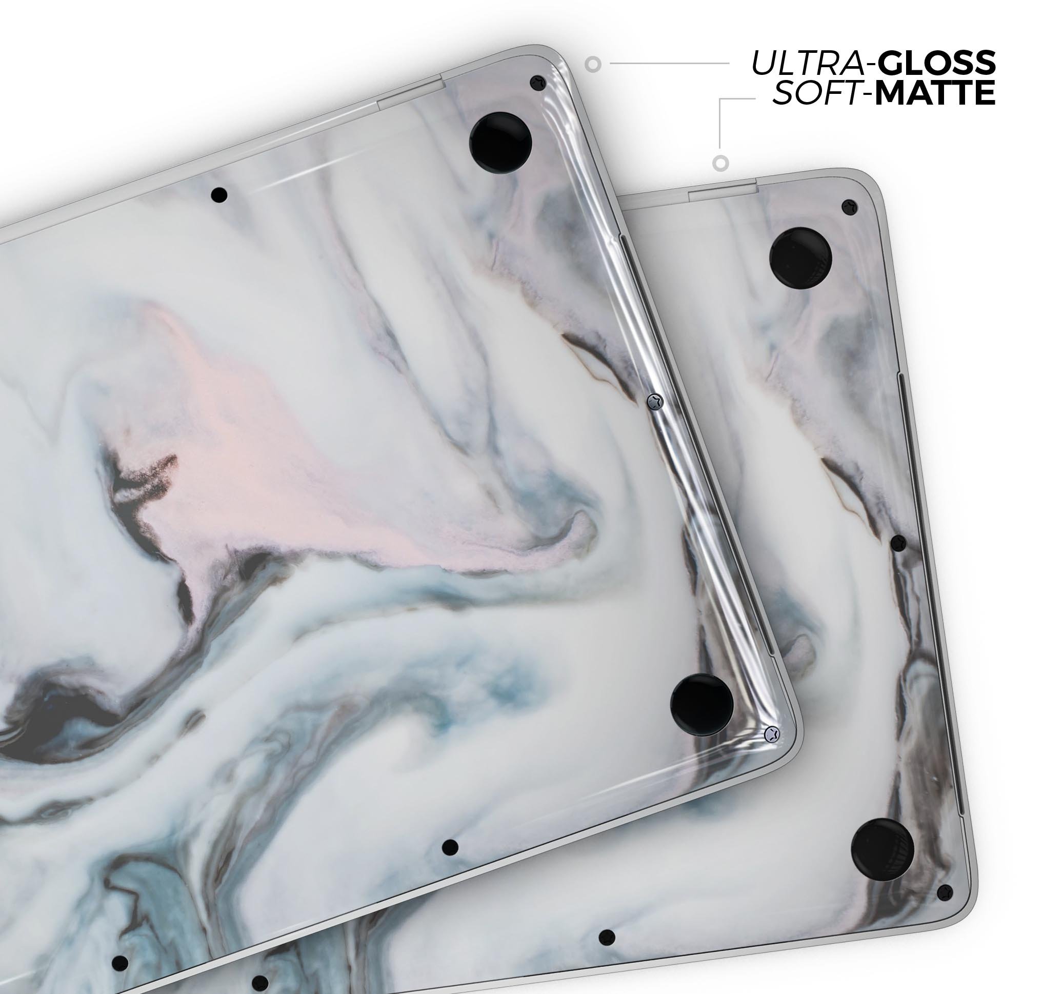 Modern Marble Subtle Blue Mix V2 skin decal wrap kit for Apple MacBook, showcasing a stylish marble design in subtle blue tones.