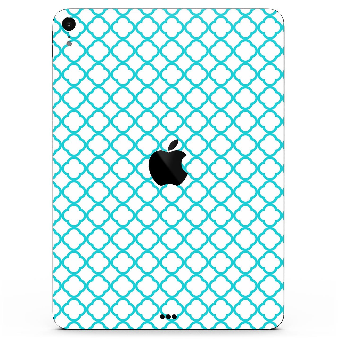 Moracan Teal on White Full Body Skin Decal for Apple iPad Pro, showcasing intricate design and premium quality.