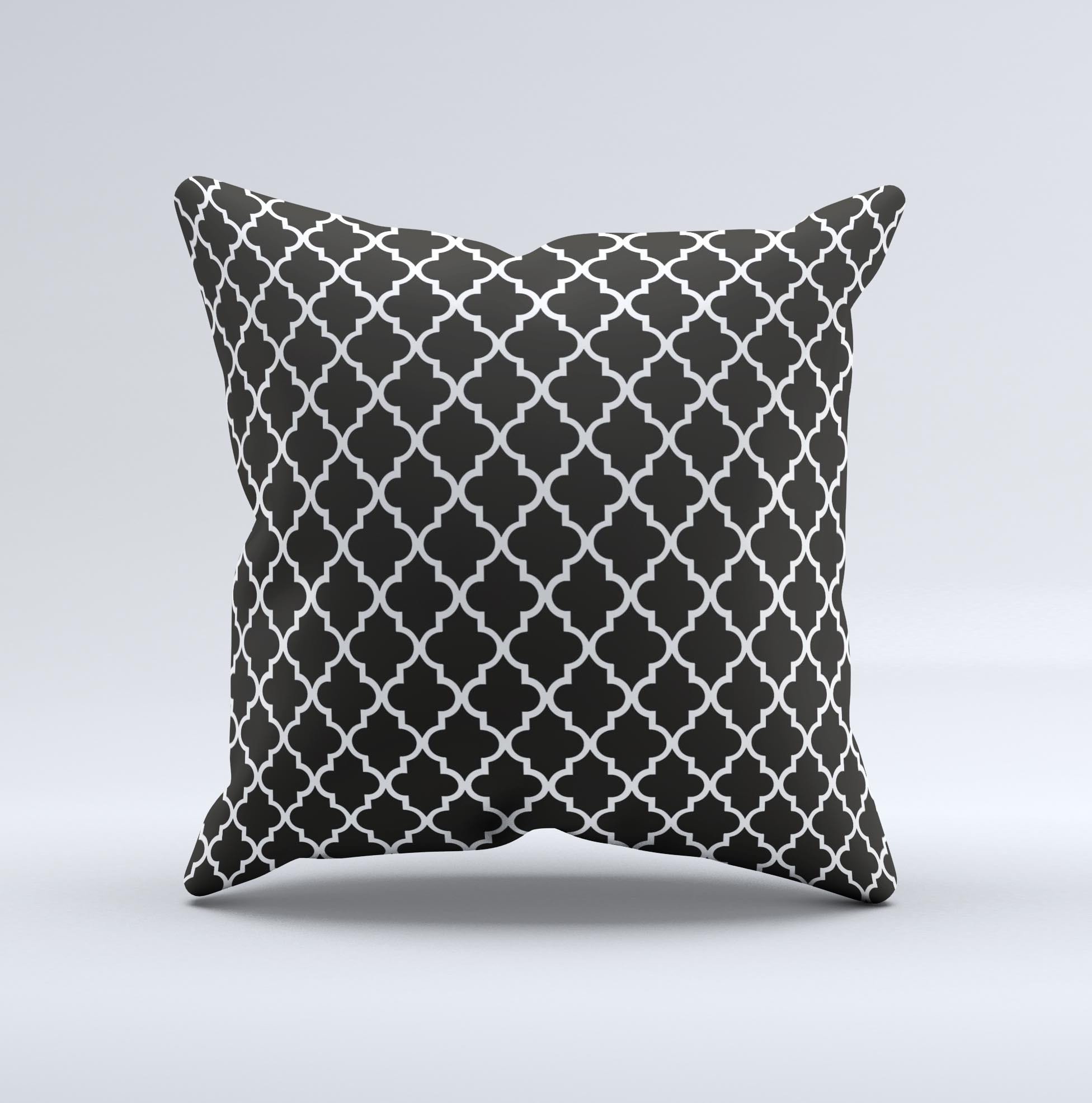 Morocan Blank Ink-Fuzed Decorative Throw Pillow showcasing intricate design and high-quality fabric, handcrafted in Virginia.