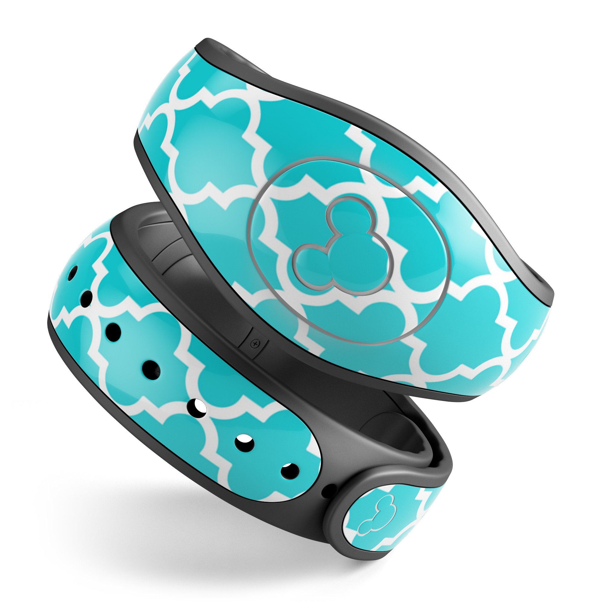 Moroccan Teal Pattern Decal Skin Wrap Kit for Disney Magic Band, showcasing vibrant colors and intricate design.