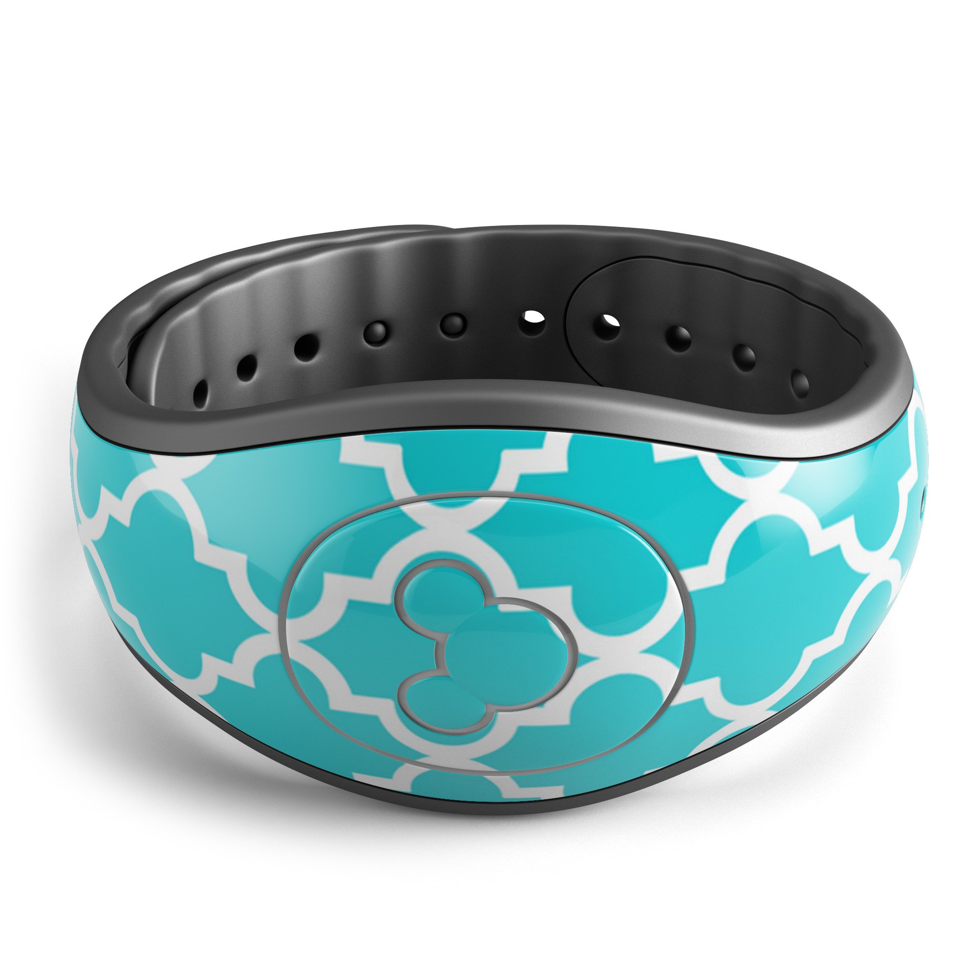 Moroccan Teal Pattern Decal Skin Wrap Kit for Disney Magic Band, showcasing vibrant colors and intricate design.