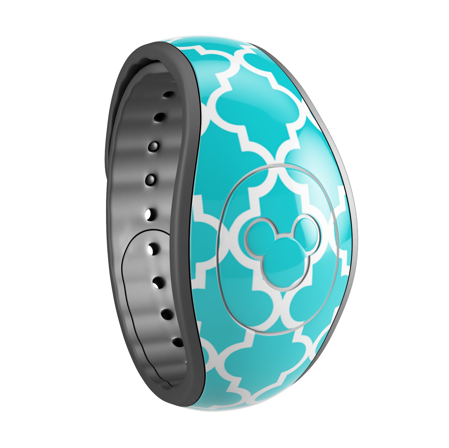 Moroccan Teal Pattern Decal Skin Wrap Kit for Disney Magic Band, showcasing vibrant colors and intricate design.