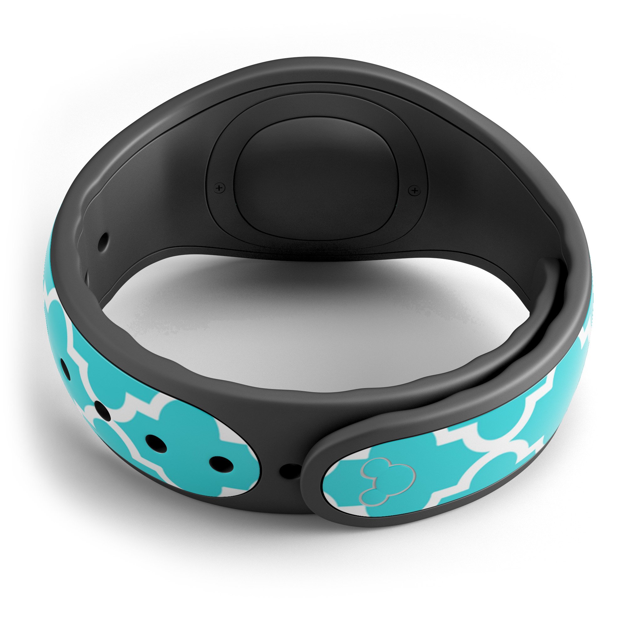 Moroccan Teal Pattern Decal Skin Wrap Kit for Disney Magic Band, showcasing vibrant colors and intricate design.