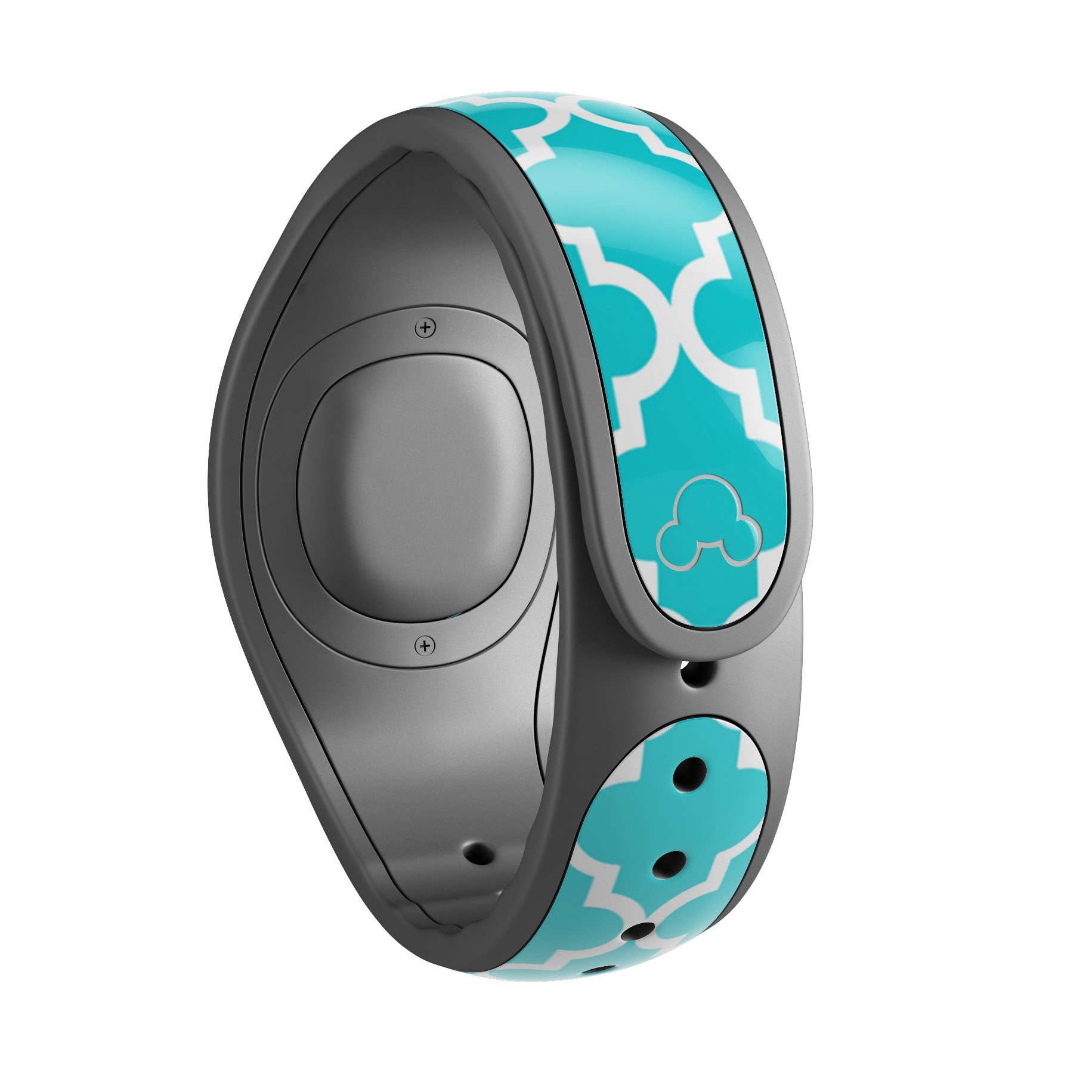 Moroccan Teal Pattern Decal Skin Wrap Kit for Disney Magic Band, showcasing vibrant colors and intricate design.