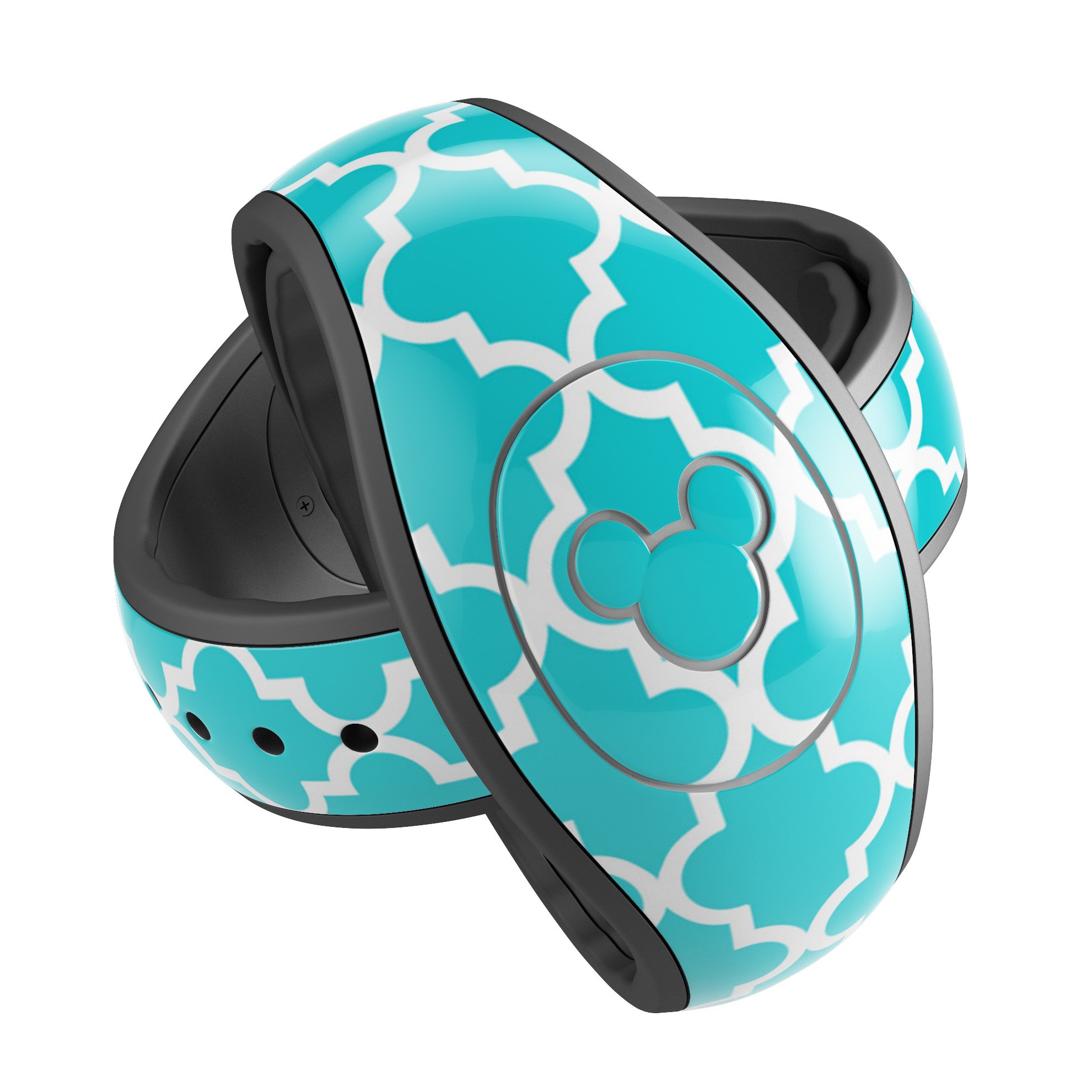 Moroccan Teal Pattern Decal Skin Wrap Kit for Disney Magic Band, showcasing vibrant colors and intricate design.