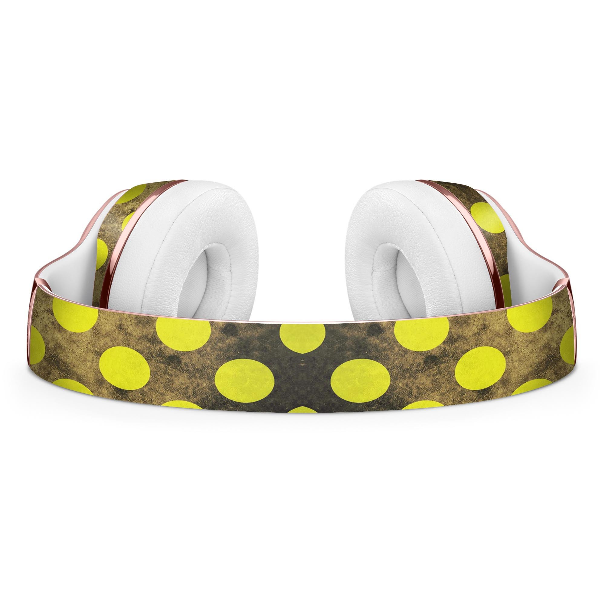 Mottled Black and Yellow Polkadots Full-Body Skin Kit for Beats by Dre Solo 3 Wireless Headphones, showcasing vibrant design and premium material.