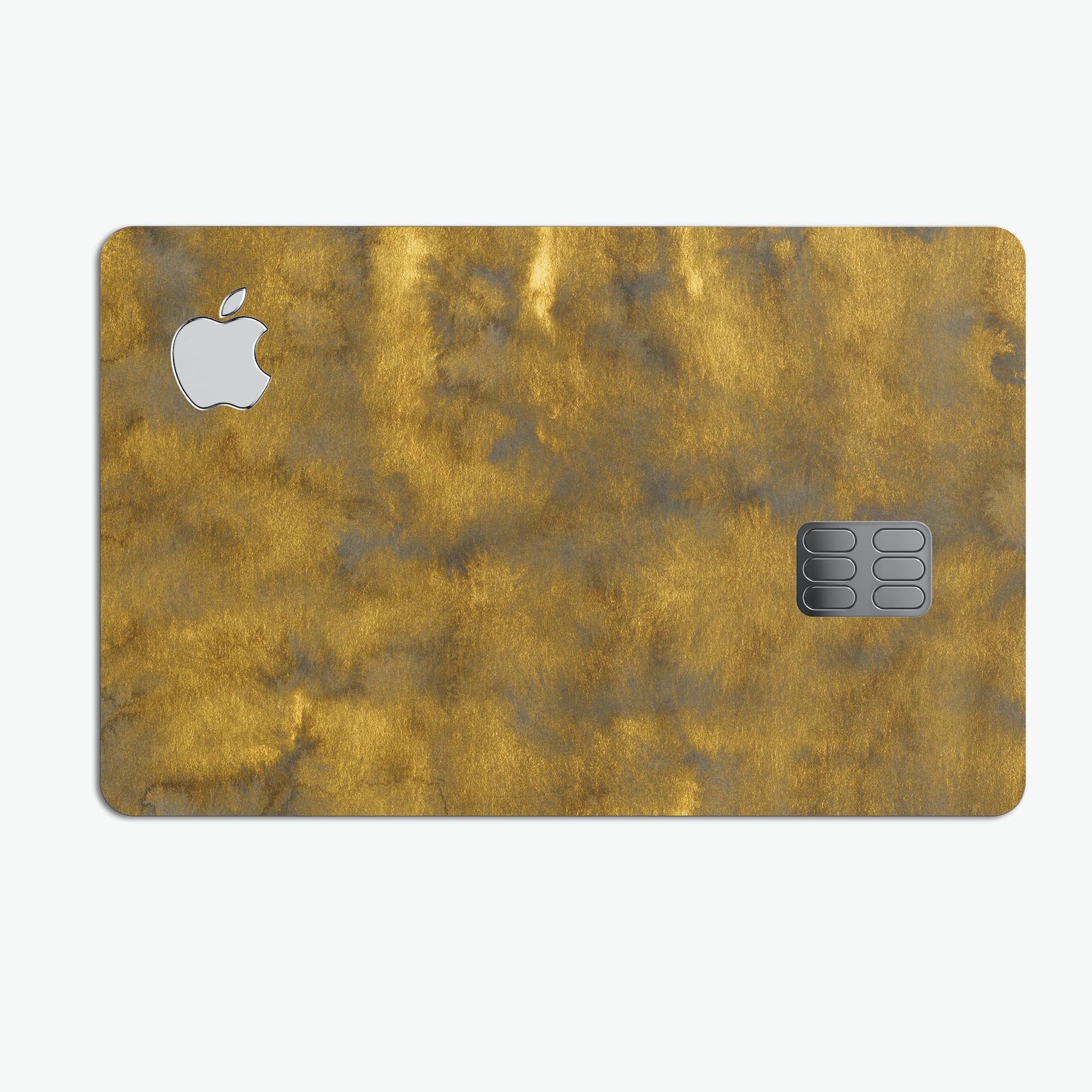 Mottled Golden Fibers skin kit for Apple Card, showcasing premium vinyl design and protective features.