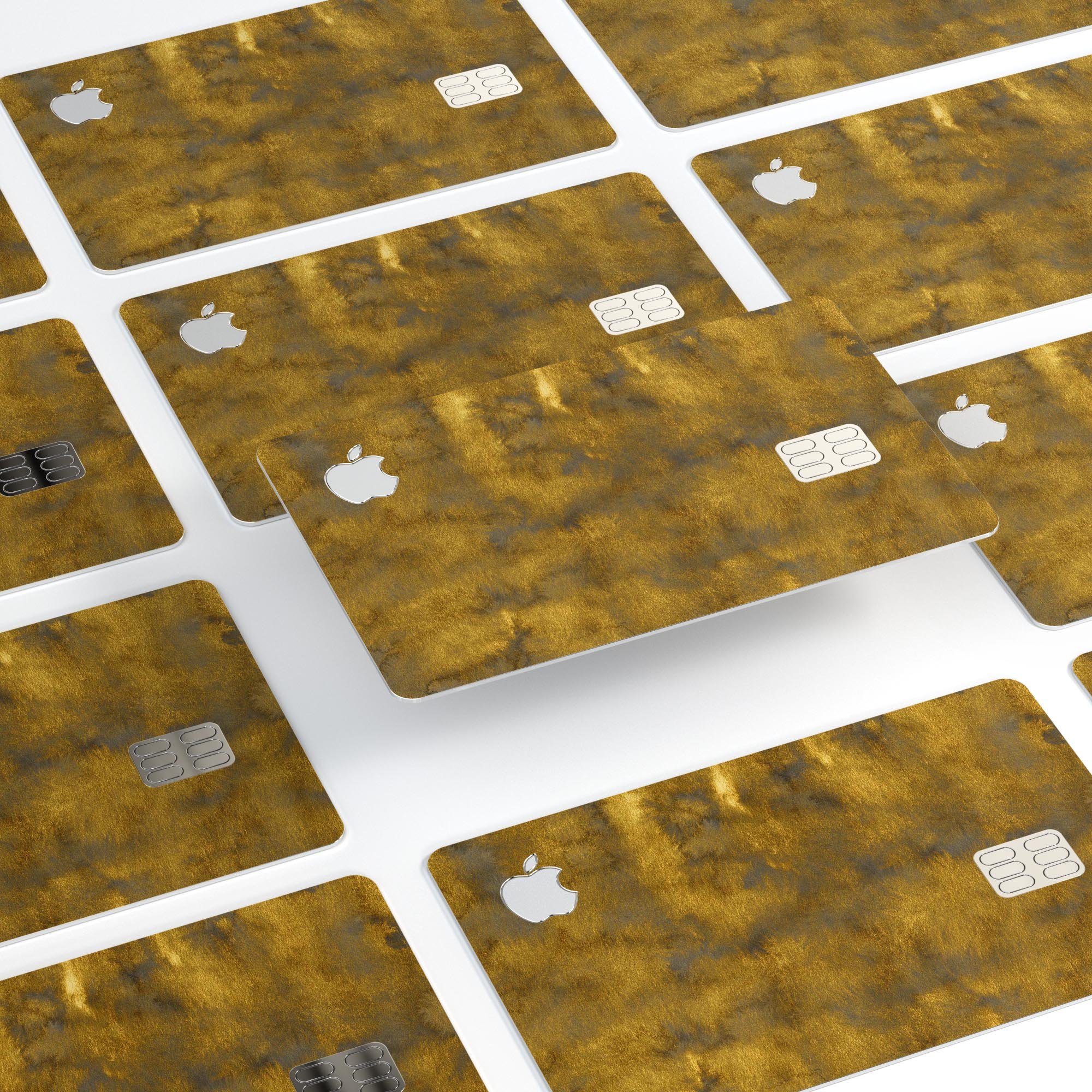 Mottled Golden Fibers skin kit for Apple Card, showcasing premium vinyl design and protective features.