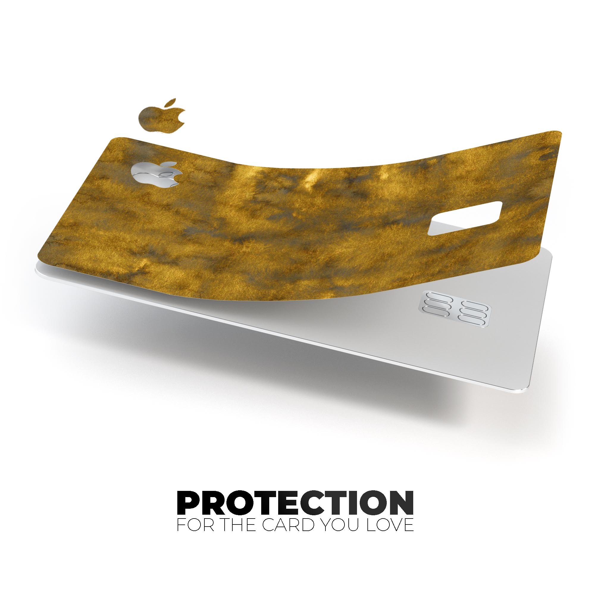 Mottled Golden Fibers skin kit for Apple Card, showcasing premium vinyl design and protective features.