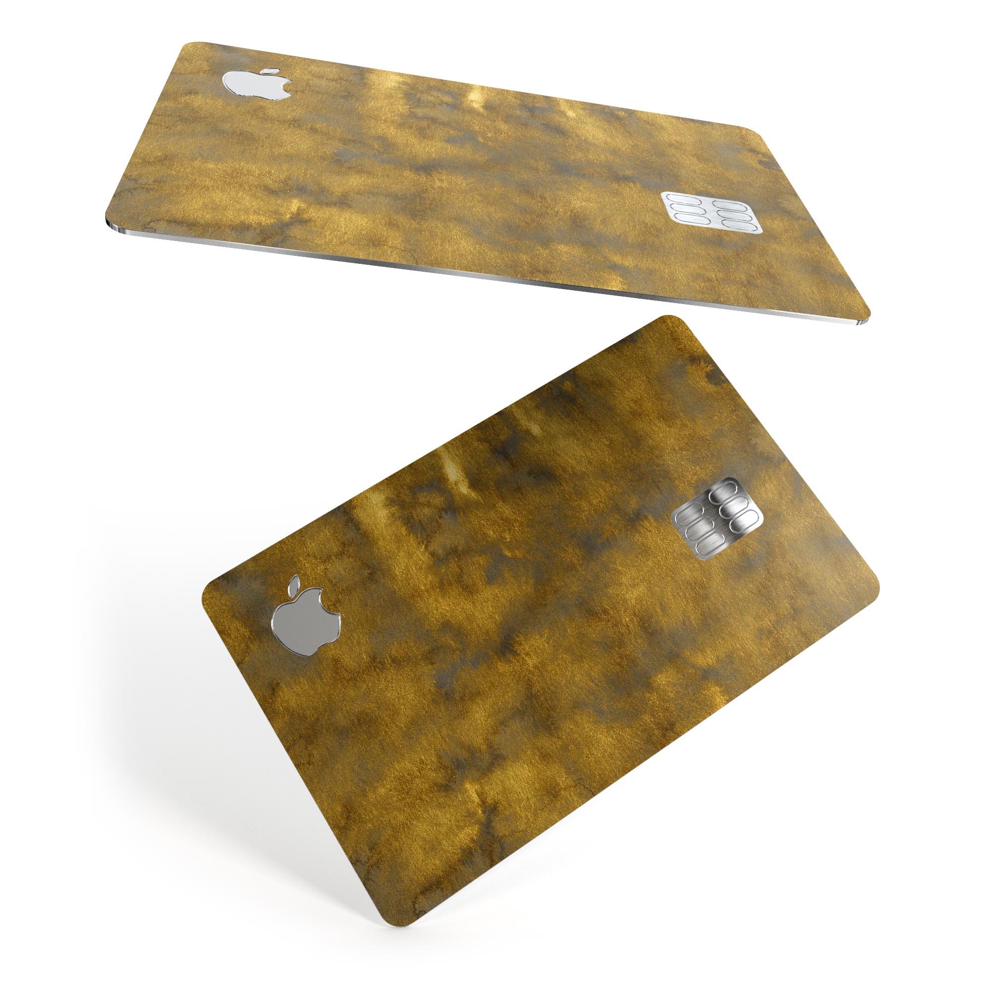 Mottled Golden Fibers skin kit for Apple Card, showcasing premium vinyl design and protective features.