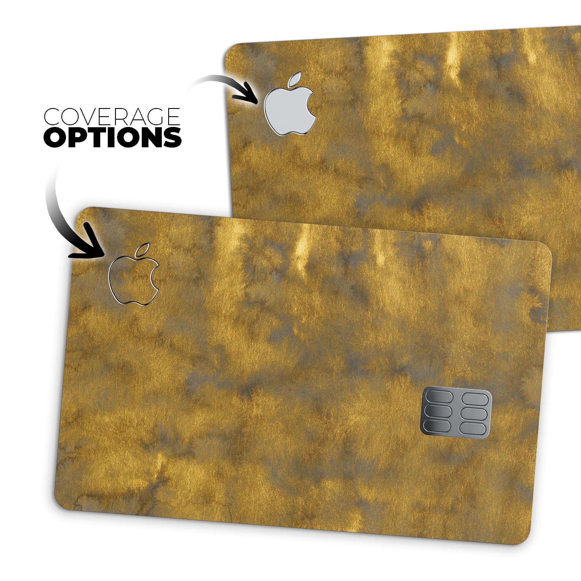 Mottled Golden Fibers skin kit for Apple Card, showcasing premium vinyl design and protective features.