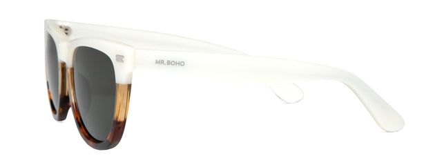 MR BOHO Alameda AUD7-11 full-rimmed rectangular glasses in white, showcasing stylish acetate design.