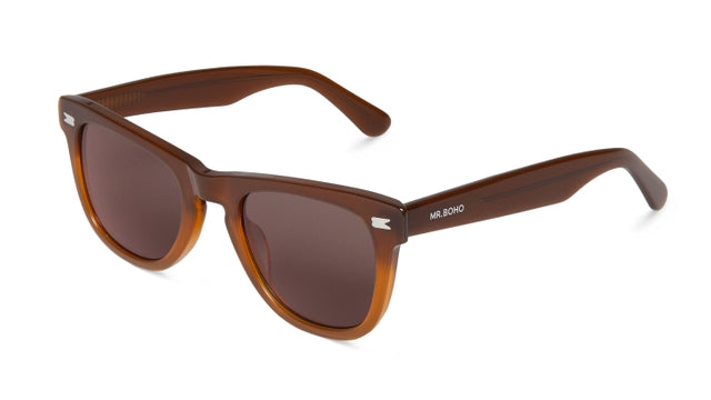 MR BOHO Alameda AUJ6-08 full-rimmed rectangular glasses in brown acetate, suitable for unisex wear.