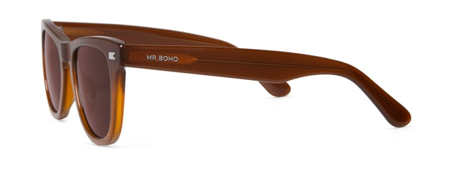 MR BOHO Alameda AUJ6-08 full-rimmed rectangular glasses in brown acetate, suitable for unisex wear.