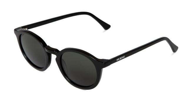 MR BOHO CHAMBERI AVB-11 round black acetate glasses with full-rimmed frame, suitable for unisex wear.