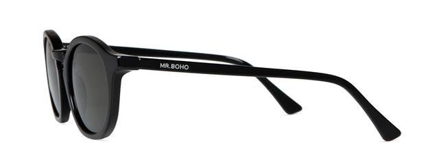 MR BOHO CHAMBERI AVB-11 round black acetate glasses with full-rimmed frame, suitable for unisex wear.