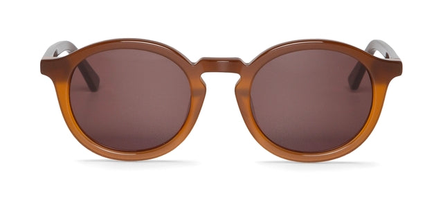 MR BOHO CHAMBERI AVJ6-08 round frame glasses in brown acetate, showcasing a stylish unisex design.