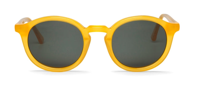 MR BOHO CHAMBERI AVP-11 round frame glasses in vibrant yellow acetate, showcasing a stylish unisex design.