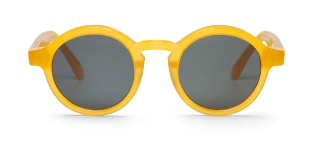 MR BOHO Dalston RP-11 round frame glasses in vibrant yellow, showcasing full-rimmed design and stylish unisex appeal.