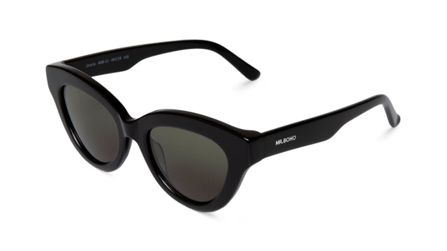 MR BOHO Gracia ARB-11 cat-eye glasses in black acetate, showcasing stylish full-rimmed design.