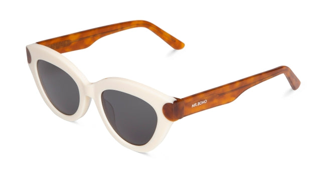 MR BOHO Gracia ARF5-11 full-rimmed round glasses in white acetate, showcasing a stylish unisex design.