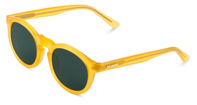 MR BOHO Jordaan AP-11 round frame glasses in vibrant yellow, showcasing full-rimmed design and stylish unisex appeal.