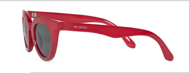 MR BOHO Kids Hayes KVI1-11 red full-rimmed glasses with rectangular shape, designed for unisex children.