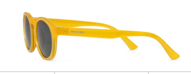 MR BOHO Kids Jordaan KAP-11 yellow acetate glasses with full-rimmed rectangular frame, designed for unisex children.