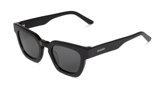 MR BOHO LOGAN BCB-11 full-rimmed rectangular glasses in black acetate, suitable for unisex wear.