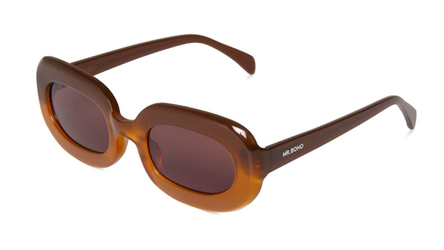 MR BOHO Palermo AYJ6-08 full-rimmed square glasses in brown acetate, showcasing stylish design and comfortable fit.