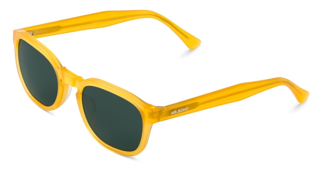 MR BOHO Pilsen ANP-11 round frame glasses in vibrant yellow, made from acetate, featuring a full-rimmed design suitable for unisex wear.